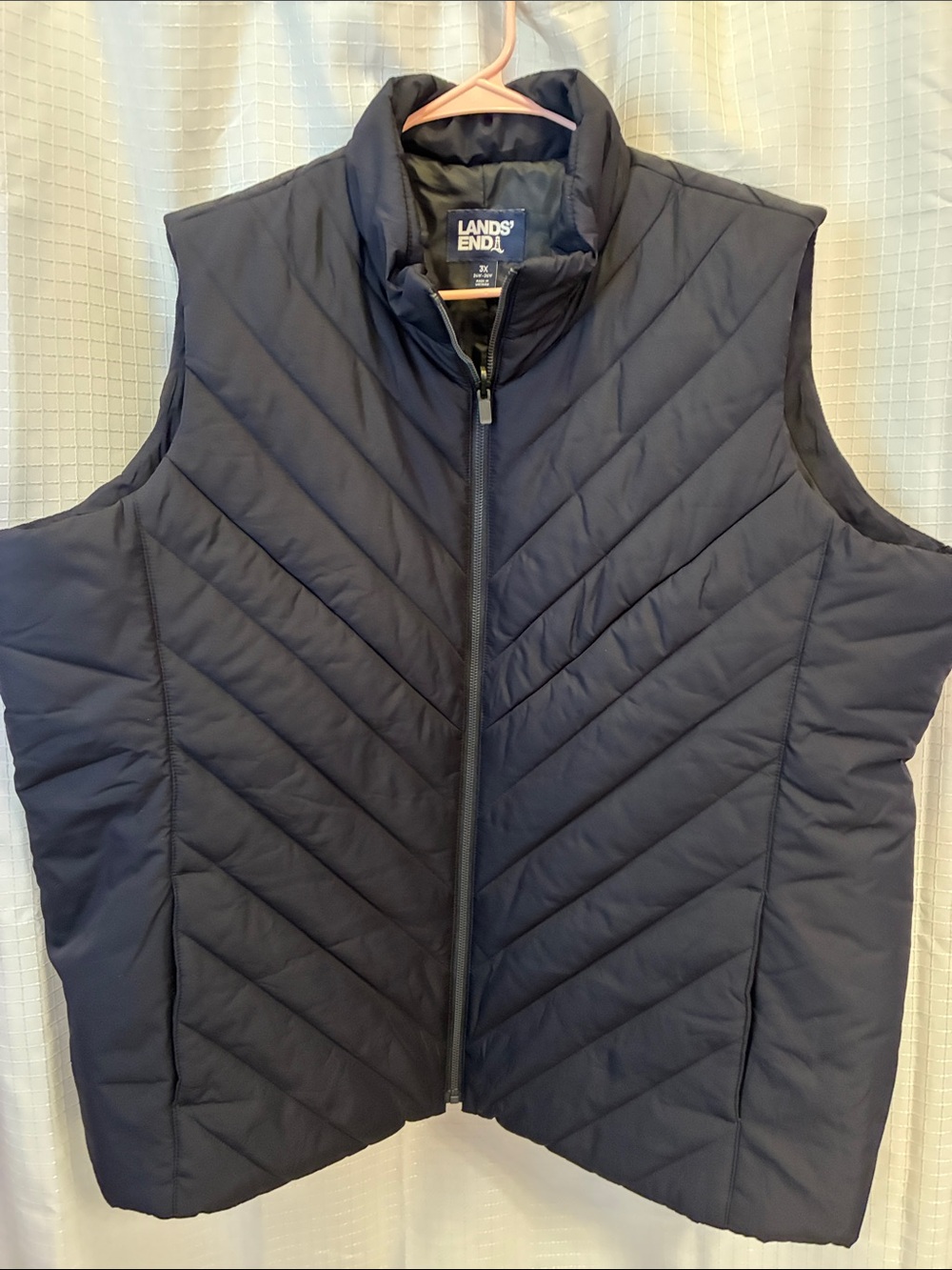 Lands' End Women’s 3X Quilted Black Puffer Vest Full Zip Packable Winter